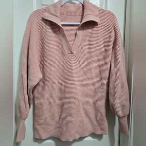 Pink Ribbed Women's Sweater